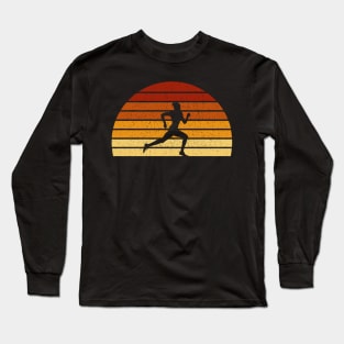 Vintage Sunset Running Gift For Runners Long Sleeve T-Shirt